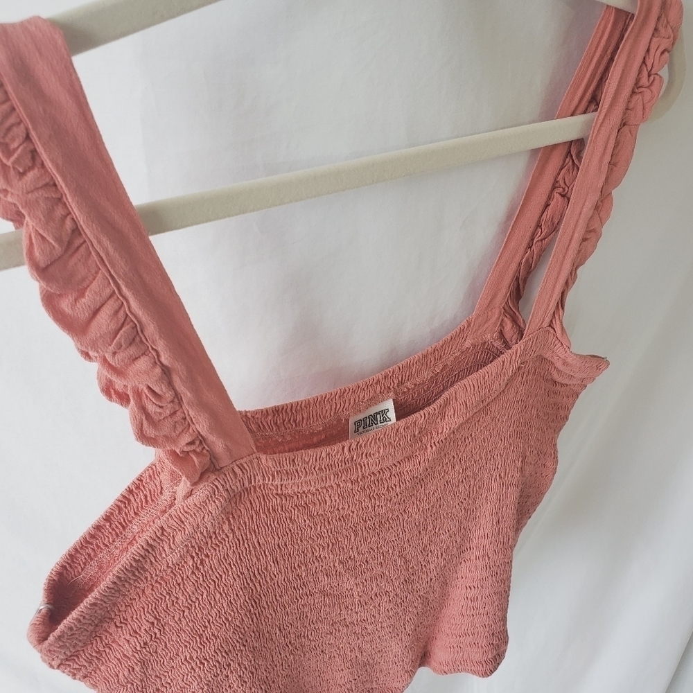Victoria's Secret Pink Smocked Ruffle Sleeve Crop Tank - XL - Picture 3 of 8